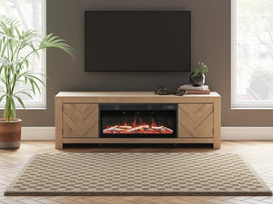 Cayboni 71-Inch TV Stand with Electric Fireplace Tan