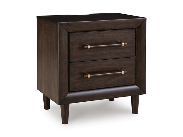 Dantenton 2-Drawer Nightstand with USB Merlot
