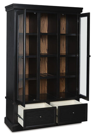 Greddinton 2-Door 2-Drawer Curio Black/Brown