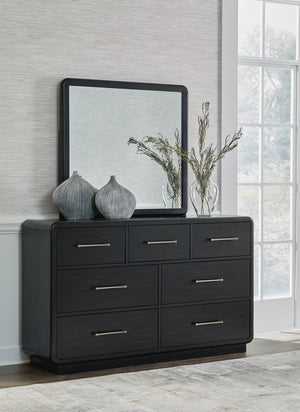 Rowanbeck 7-Drawer Dresser & Mirror Black