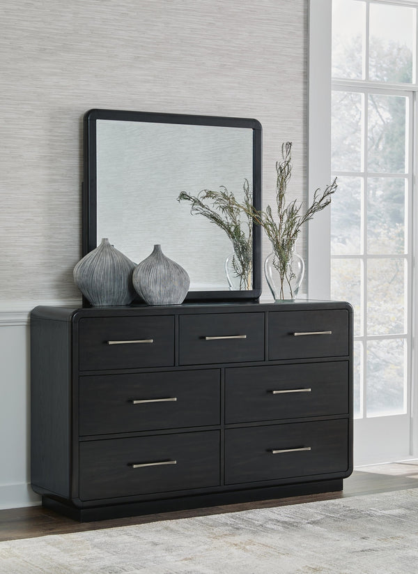 Rowanbeck 7-Drawer Dresser & Mirror Black