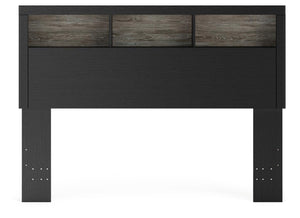 Broachmyn Lighted Queen Bookcase Headboard with Night Light Black/Gray