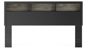 Broachmyn Lighted King Bookcase Headboard with Night Light Black/Gray