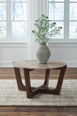 Tanidore Round Coffee Table Warm Brown