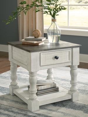 Havalance 1-Drawer End Table White/Gray