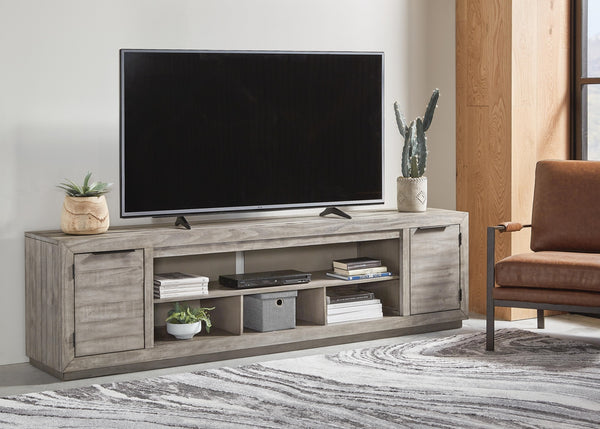 Naydell 92-Inch 2-Door XL TV Stand (Fireplace Optional) Gray