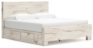 Lawroy King Panel Bed with Storage Light Natural