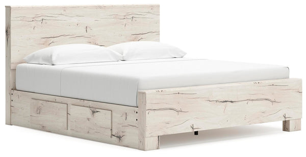 Lawroy King Panel Bed with Storage Light Natural