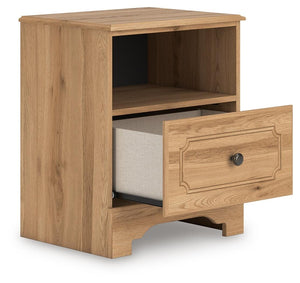 Aleaport 1-Drawer Nightstand with USB Warm Brown