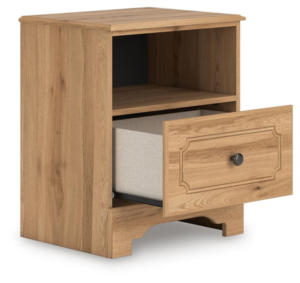 Aleaport 1-Drawer Nightstand with USB Warm Brown