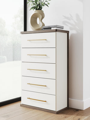Kendanport 5-Drawer Chest Brown/White