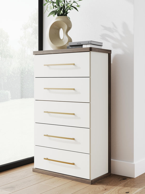 Kendanport 5-Drawer Chest Brown/White