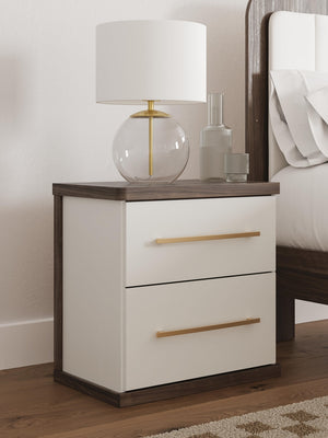 Kendanport 2-Drawer Nightstand with USB Brown/White