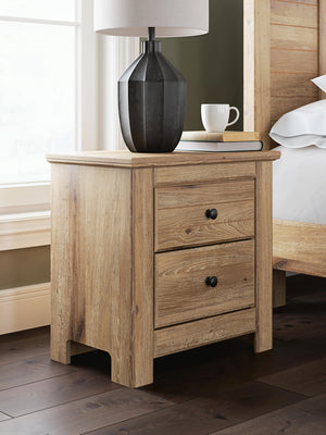 Makidern 2-Drawer Nightstand with USB Tan