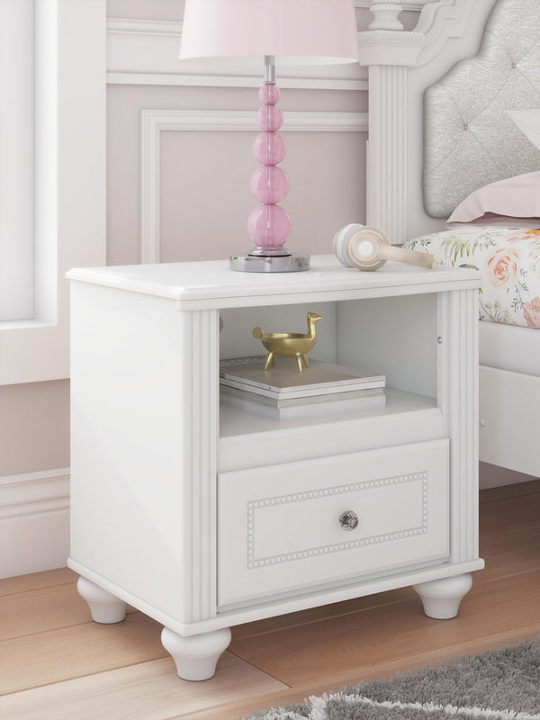 Kozlani 1-Drawer Nightstand with USB & Night Light White
