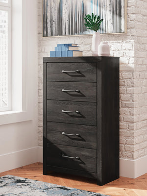 Hollivern 5-Drawer Chest Dark Gray