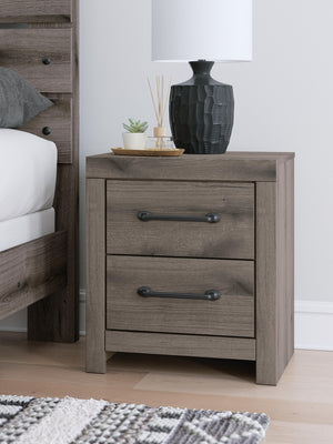 Graystorm 2-Drawer Nightstand with USB Brown Gray