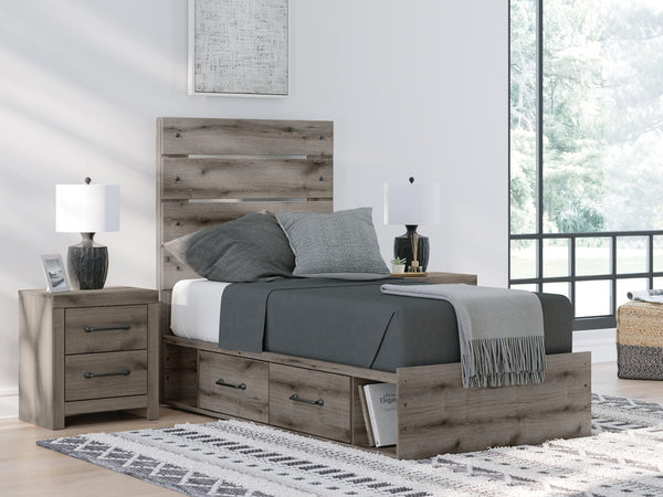 Graystorm Twin Panel Bed with Storage Brown Gray