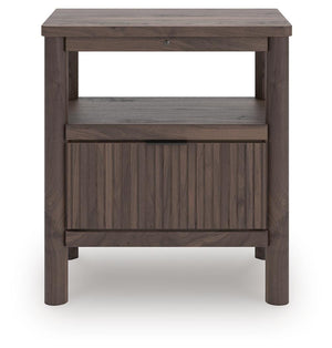 Pamytta 1-Drawer Nightstand with USB & Night Light Brown