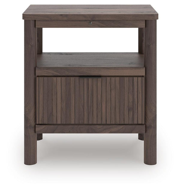 Pamytta 1-Drawer Nightstand with USB & Night Light Brown