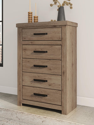 Oliandon 5-Drawer Chest Light Brown