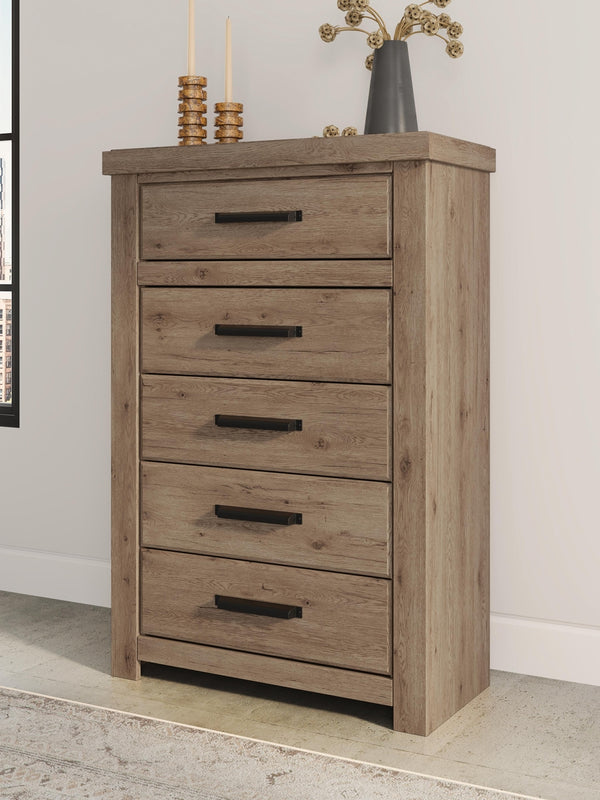 Oliandon 5-Drawer Chest Light Brown