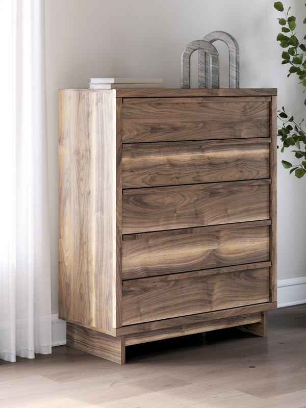 Chirason Wide 5-Drawer Chest Brown