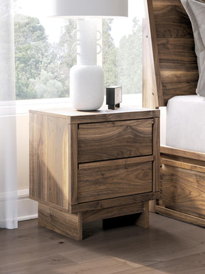 Chirason 2-Drawer Nightstand with USB & Wireless Charger Brown