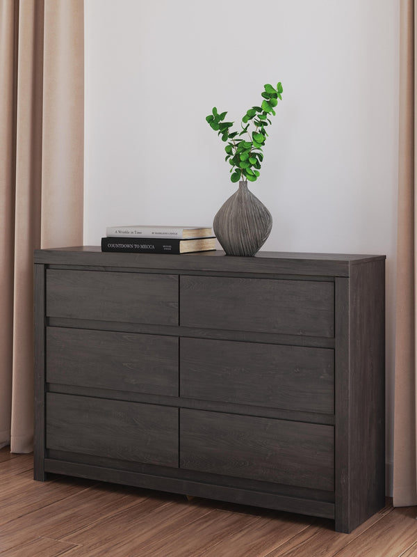 Fraluna 6-Drawer Dresser Charcoal