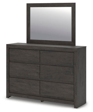 Fraluna 6-Drawer Dresser & Mirror Charcoal
