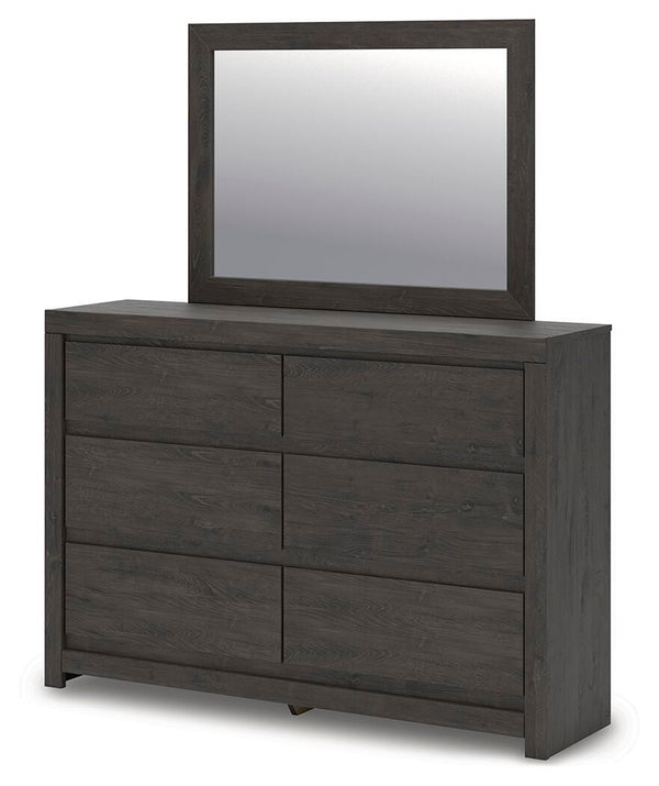 Fraluna 6-Drawer Dresser & Mirror Charcoal