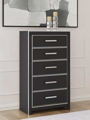Zuraleus 5-Drawer Chest Black