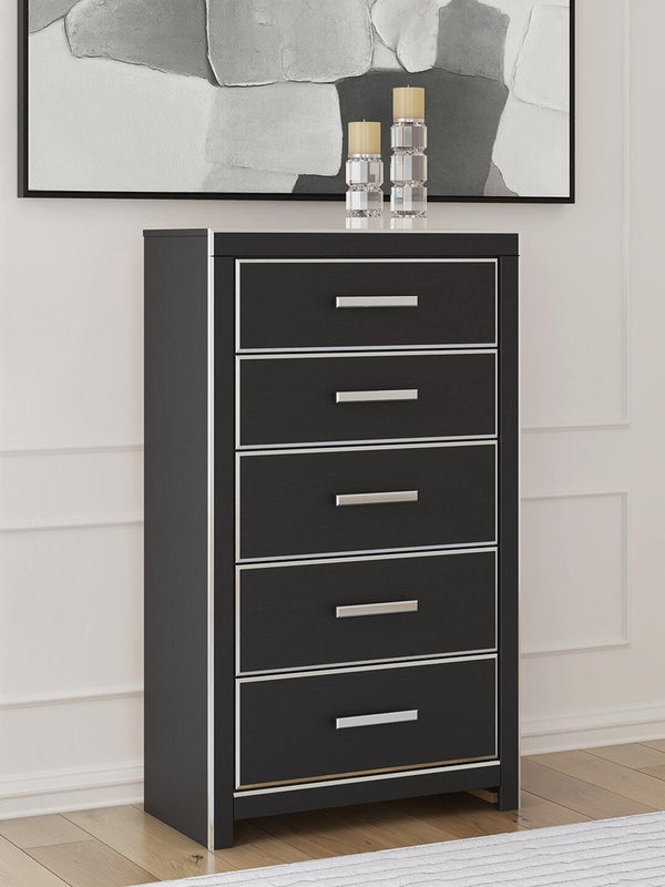 Zuraleus 5-Drawer Chest Black