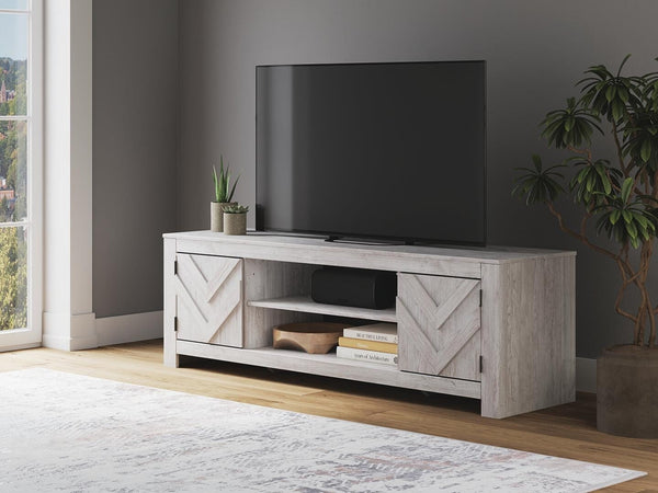 Cayboni 71-Inch 2-Door LG TV Stand (Fireplace Optional) Whitewash