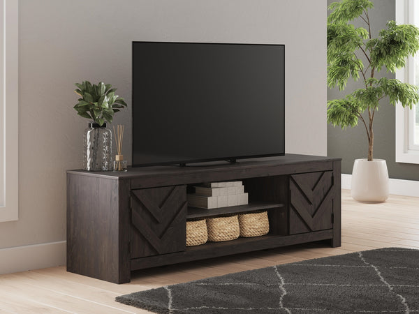 Cayboni 71-Inch 2-Door LG TV Stand (Fireplace Optional) Black