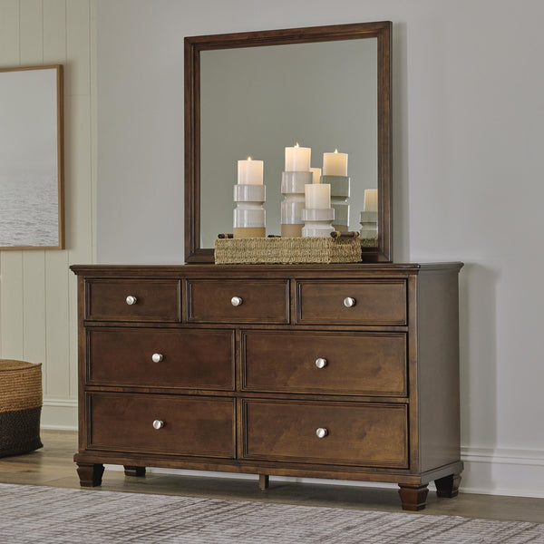 Danabrin 7-Drawer Dresser & Mirror Brown