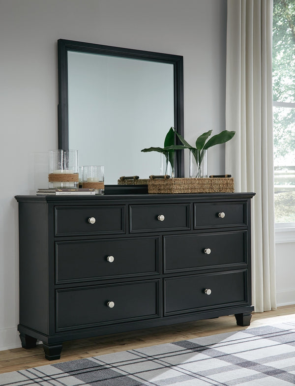 Lanolee 7-Drawer Dresser & Mirror Black