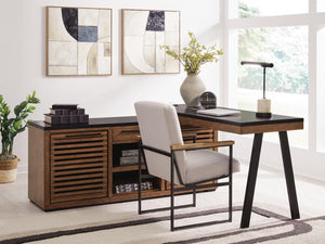 Kallari Credenza with Desk Return Warm Brown/Black