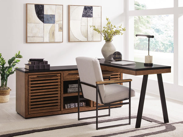 Kallari Credenza with Desk Return Warm Brown/Black