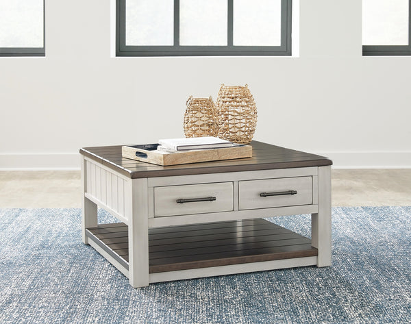 Darborn 2-Drawer Lift-Top Castered Coffee Table Gray/Brown