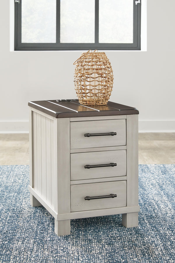 Darborn 3-Drawer Chairside End Table with USB Gray/Brown
