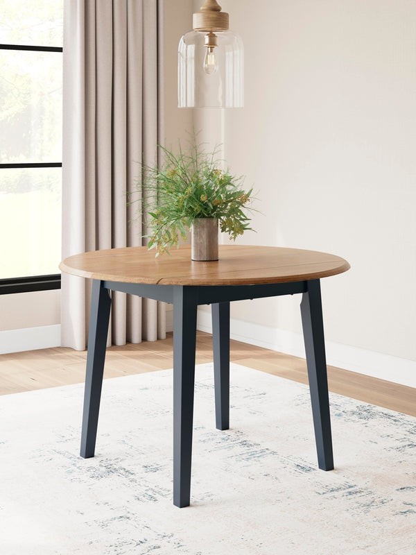 Gesthaven Round Dining Drop-Leaf Table Natural/Blue