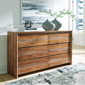 Dressonni 6-Drawer Dresser Brown
