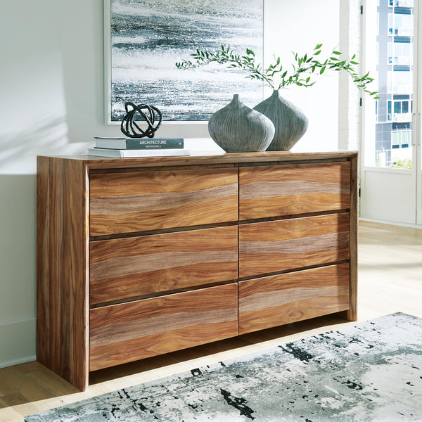 Dressonni 6-Drawer Dresser Brown