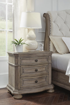 Ardenfield 3-Drawer Nightstand with USB Light Brown