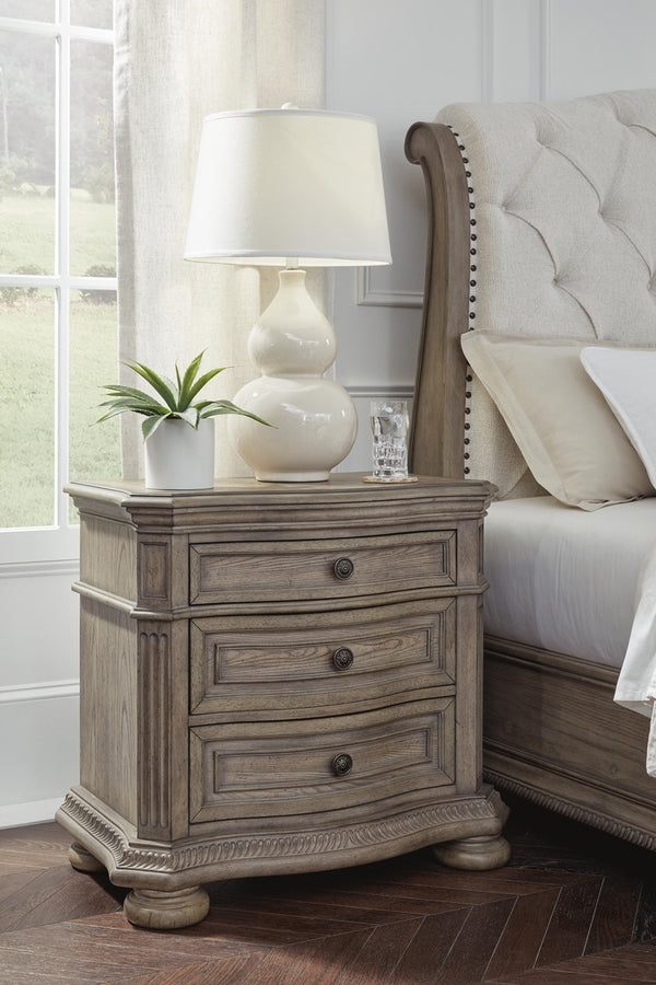 Ardenfield 3-Drawer Nightstand with USB Light Brown