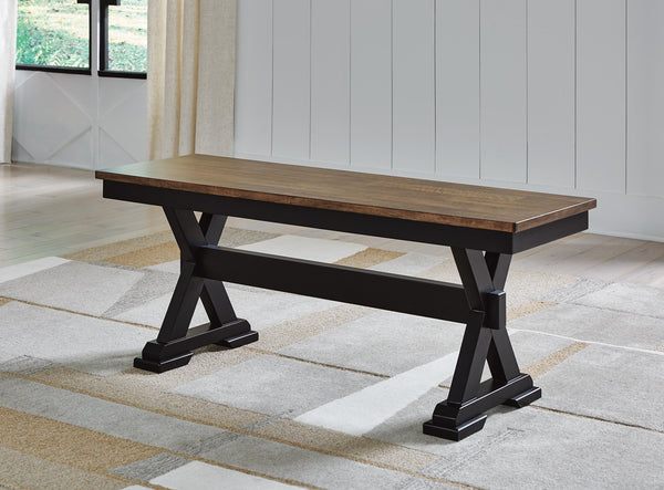 Wildenauer 50-Inch Dining Bench Brown/Black