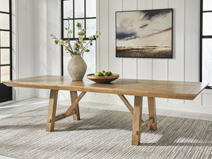 Ridgester Regular Leaf Rectangle Dining Extension Table Light Brown