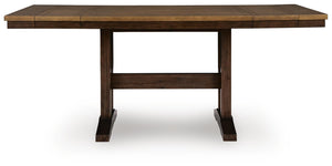Rylandeen Counter-Height Regular Leaf Rectangle Dining Extension Table Light Brown/Dark Brown