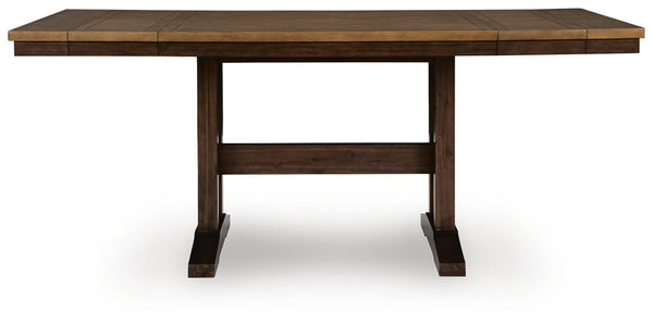 Rylandeen Counter-Height Regular Leaf Rectangle Dining Extension Table Light Brown/Dark Brown